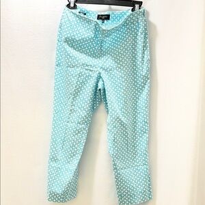 Talbots Turquoise and White Geometric Pants
